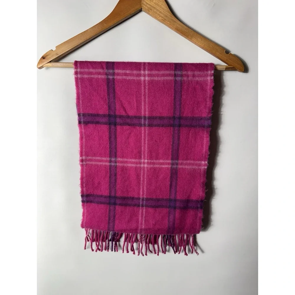 John Hanly Men's One Size Multicolor Pink Extrafine Merino Wool Scarf